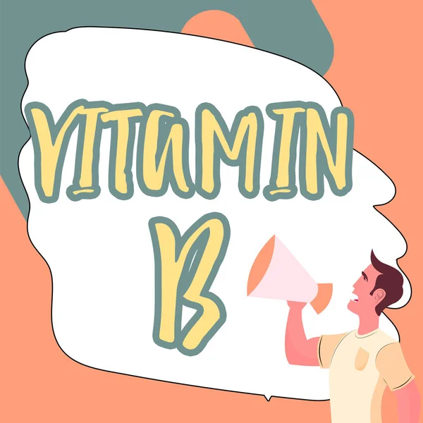 Inspiração Mostrando Sinal Vitamina Internet Concept Nutriente Que Ajuda Manter — Fotografia de Stock