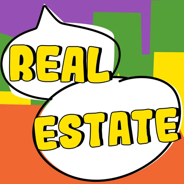 Text Rukopisu Real Estate Konceptuální Foto Nemovitosti Skládající Pozemků Budov — Stock fotografie
