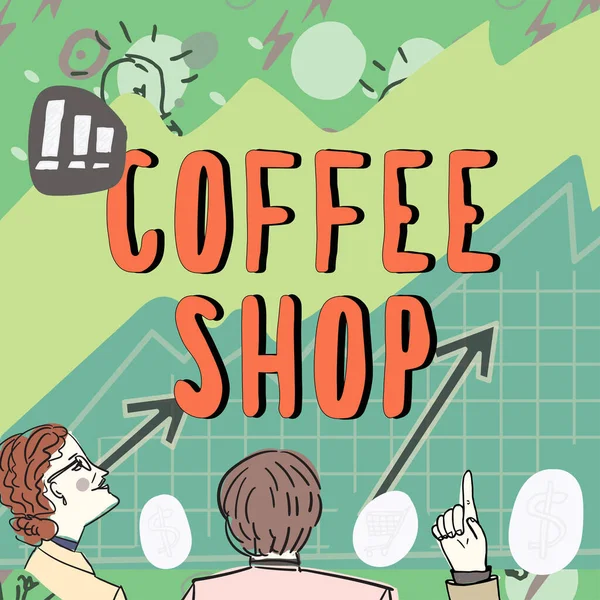 Εννοιολογική Οθόνη Coffee Shop Επιχειρηματική Ιδέα Μικρό Ανεπίσημο Εστιατόριο Που — Φωτογραφία Αρχείου