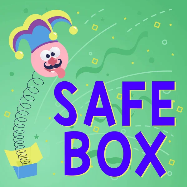 Znak Tekstowy Pokazujący Safe Box Przegląd Działalności Mała Struktura Gdzie — Zdjęcie stockowe