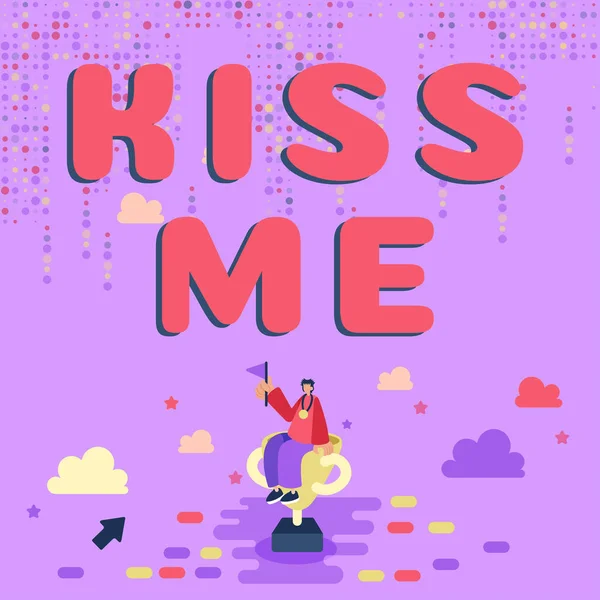 Ispirazione Mostrando Segno Kiss Business Approccio Informale Richiesta Toccare Mie — Foto Stock