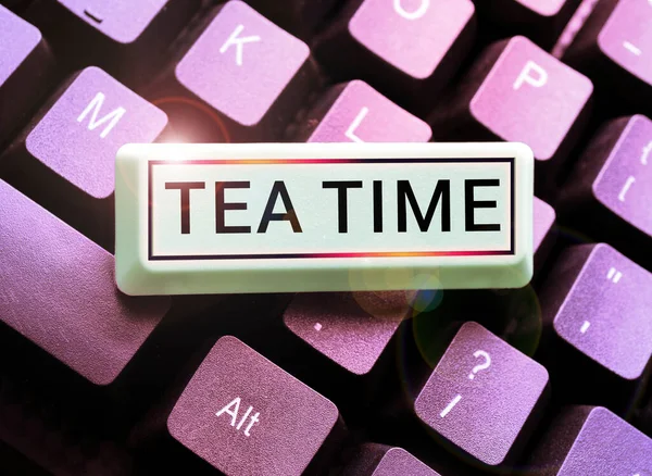 Texto Caligrafia Tea Time Business Mostra Hora Tarde Que Algumas — Fotografia de Stock