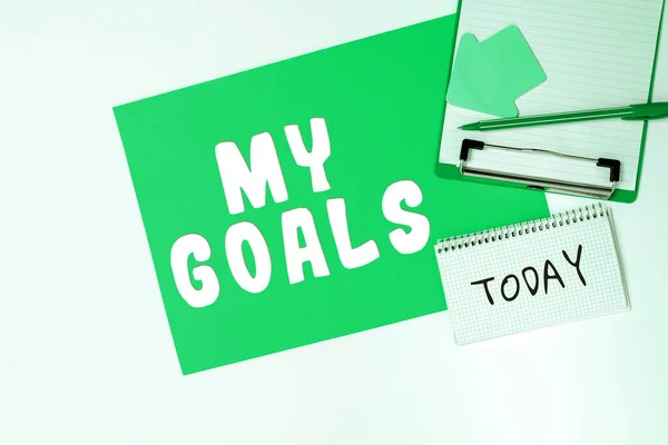 Sign Displaying Goals Business Concept Future Desired Result Person Commits — Stock Photo, Image