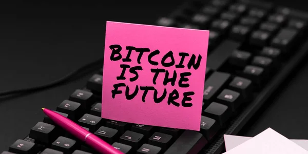 Teks Tulisan Tangan Bitcoin Future Bisnis Ide Pasar Digital Mana — Stok Foto