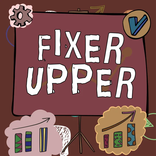 Εννοιολογική Λεζάντα Fixer Upper Word Γράφτηκε Για Σπίτι Που Χρειάζονται — Φωτογραφία Αρχείου
