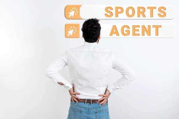 Inspiration Visar Tecken Sport Agent Word För Person Lyckas Rekrytera — Stockfoto