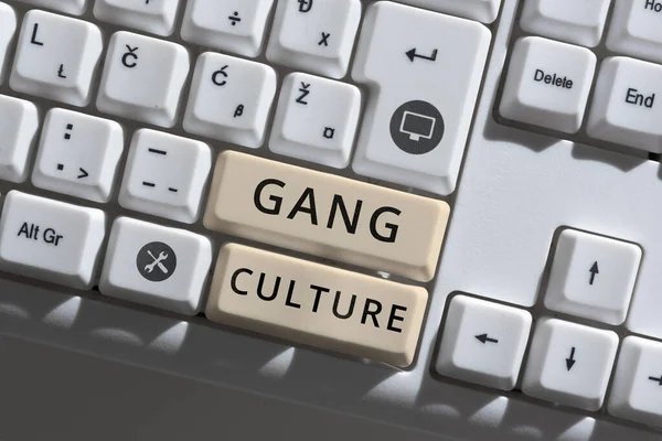 Mão Escrita Sinal Gang Cultura Negócios Mostrar Organização Particular Criminosos — Fotografia de Stock