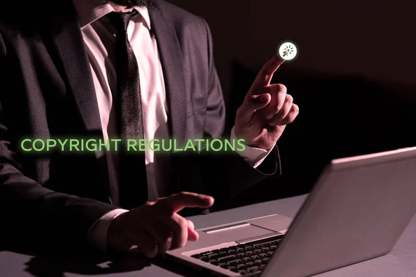 Didascalia Del Testo Che Presenta Copyright Regulations Word Body Law — Foto Stock