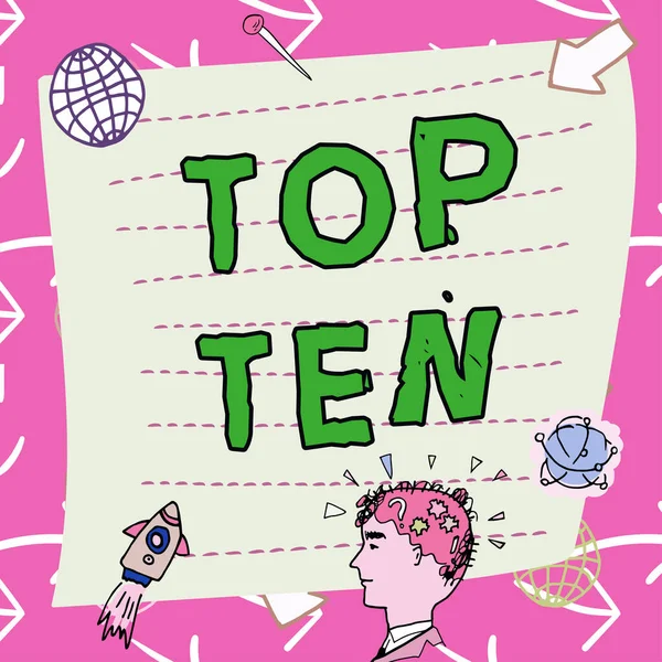 Tekenen Weergeven Top Tien Internet Concept Tien Populairste Liedjes Opnames — Stockfoto