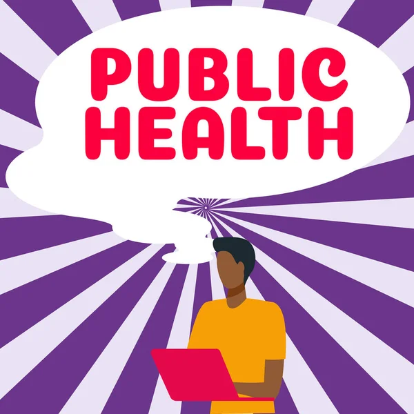 Подпись Тексту Представляющая Общественное Здравоохранение Бизнес Подход Содействующий Здоровому Образу — стоковое фото