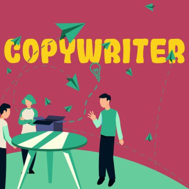 El yazısı imzası. Metin yazarı, internet kavramı. Reklamların metnini ya da tanıtım malzemesini yazıyor.