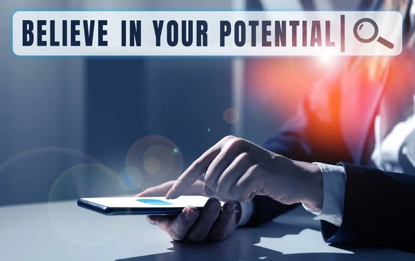 Text Caption Presenting Believe Your Potential Business Showcase Have Self — Stock Photo, Image