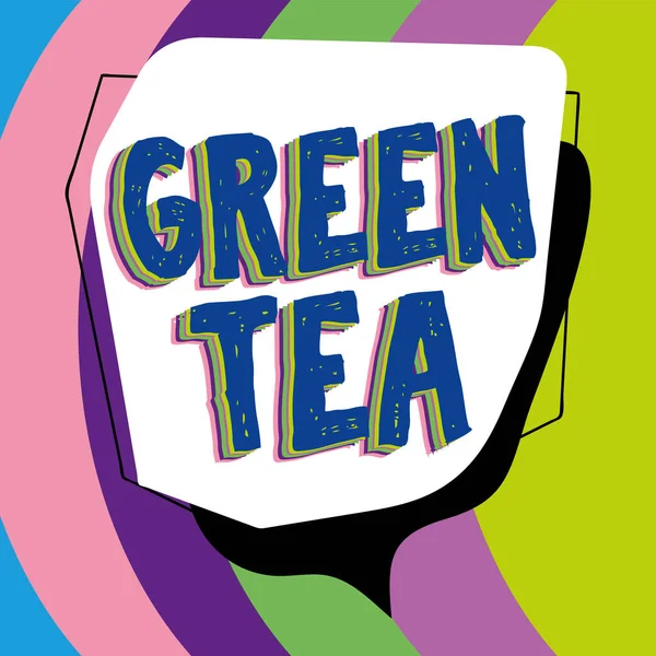 Знак Изображающий Зеленый Чай Тип Чая Который Делают Листьев Бутонов — стоковое фото