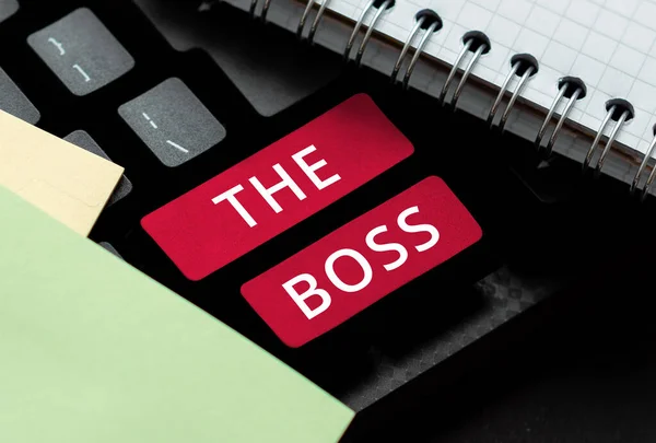 Text Sign Showing Boss Word Written Person Who Exercises Control — Stock Photo, Image
