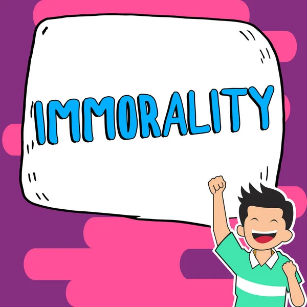 Mão Escrita Sinal Imoralidade Palavra Para Estado Qualidade Ser Imoral — Fotografia de Stock
