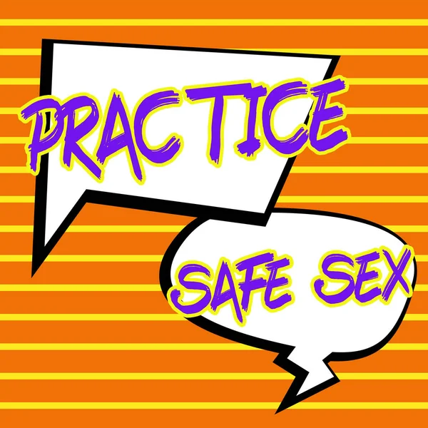 书写文字 展示安全的性行为 为避免性接触疾病而采取的措施 — 图库照片