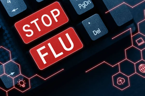 Stop Flu Word Written Treat Contagious Respiratory Disease Influenza Virus — 스톡 사진