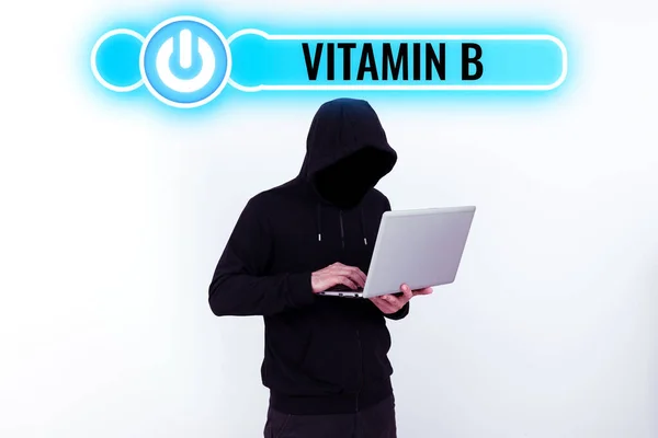 Legenda Texto Apresentando Vitamina Internet Concept Nutrient Que Ajuda Manter — Fotografia de Stock