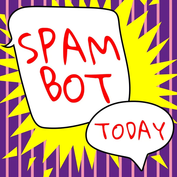 Ręczne Pisanie Znaku Spam Bot Koncepcja Oznacza Autonomiczny Program Internecie — Zdjęcie stockowe