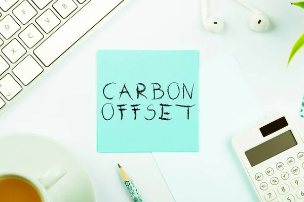 Inspiração Mostrando Sinal Deslocamento Carbono Foto Conceitual Redução Nas Emissões — Fotografia de Stock