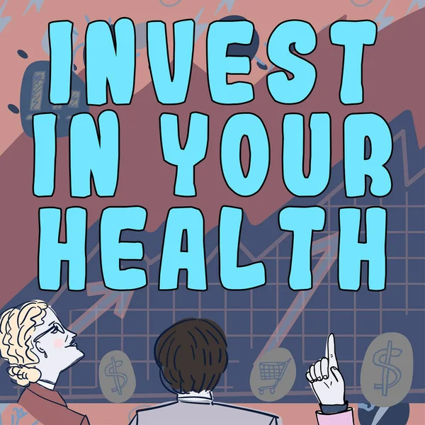 Натхнення Показуючи Знак Invest Your Health Ділова Вітрина Live Здоровий — стокове фото