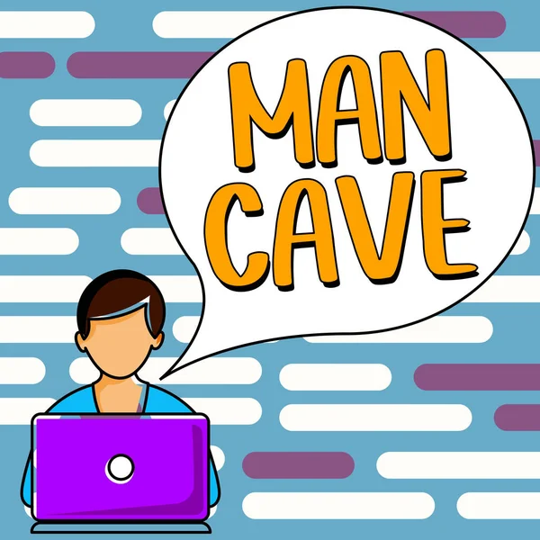 手書きのテキスト男の洞窟 ビジネスアプローチの部屋 スペースまたは男性のために予約された住居の領域 — ストック写真