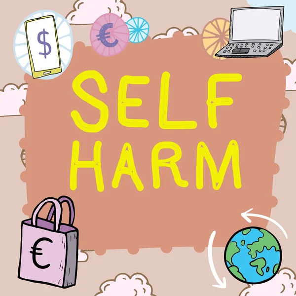 Κείμενο Που Δείχνει Έμπνευση Self Harm Internet Concept Κατάσταση Της — Φωτογραφία Αρχείου