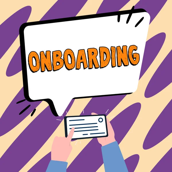 Τίτλος Κειμένου Που Παρουσιάζει Onboarding Επιχειρηματική Επισκόπηση Δράση Διαδικασία Ενσωμάτωσης — Φωτογραφία Αρχείου