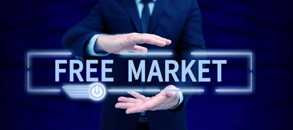 手書きテキストフリーマーケット ビジネスアプローチ経済交流や無料競争の規制のないシステム — ストック写真