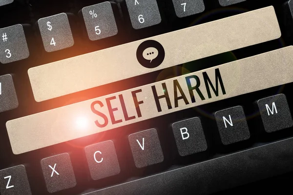 Conceptual display Self Harm, Concept meaning state of health and well-being and the ability to perform
