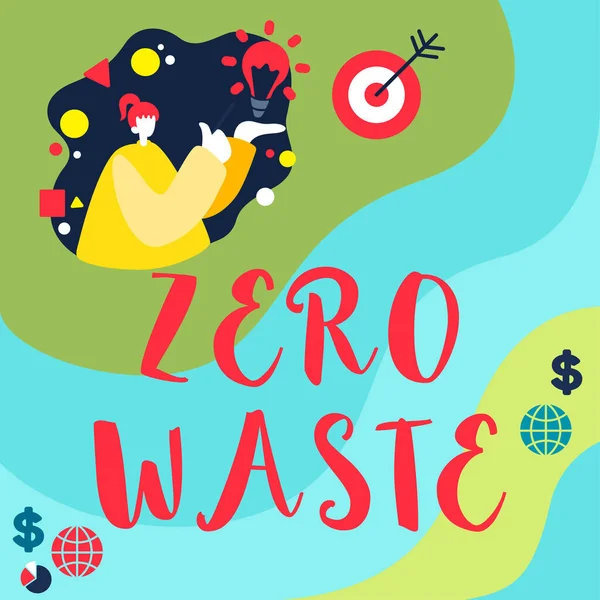 Texto Caligrafia Zero Waste Word Escrito Sobre Responsabilidade Industrial Inclui — Fotografia de Stock