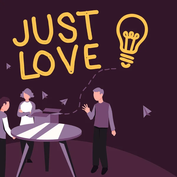 Λεζάντα Κειμένου Που Παρουσιάζει Just Love Concept Που Σημαίνει Ενδιαφέρεσαι — Φωτογραφία Αρχείου