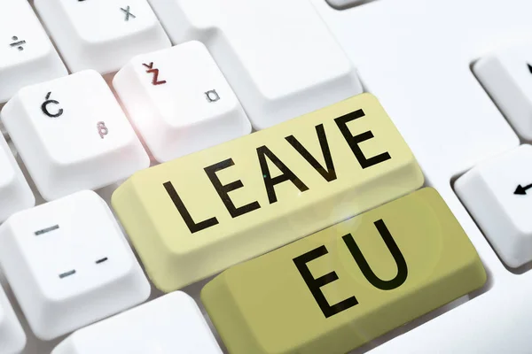 Text Sign Showing Leave Concept Meaning Act Person Leave Country — Stock Photo, Image