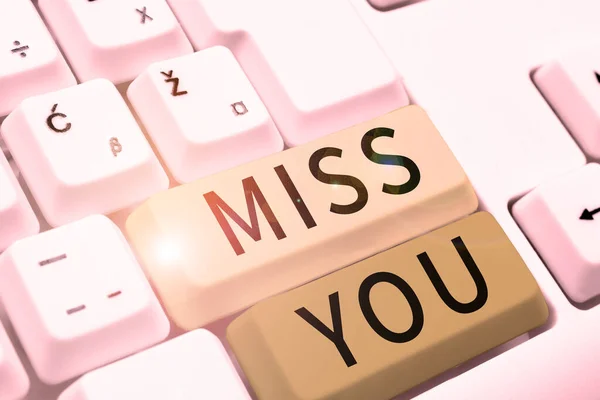 Writing Displaying Text Miss You Business Overview Longing Important Person — Stock Photo, Image