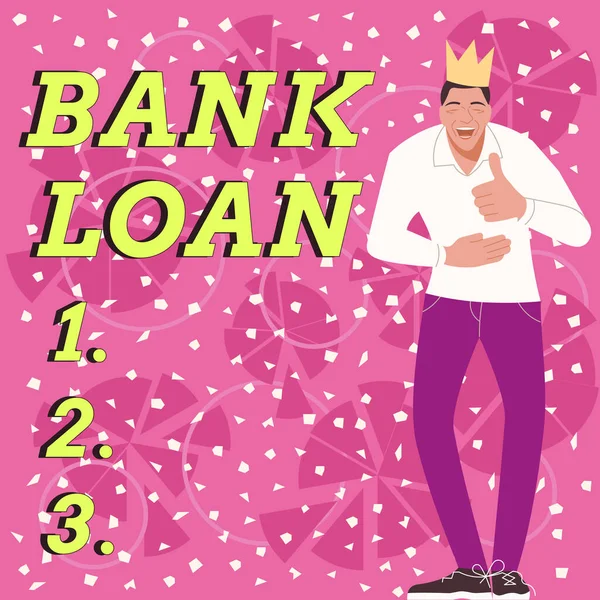 Conceptual caption Bank Loan, Internet Concept an amount of money loaned at interest by a bank to a borrower