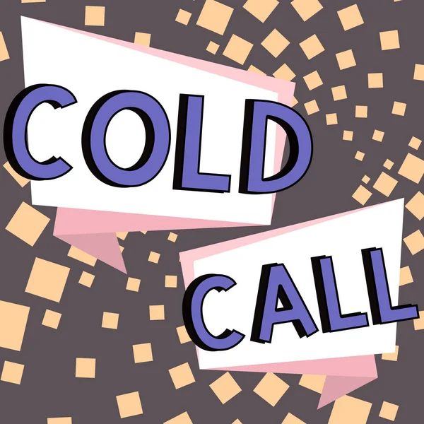 Text caption presenting Cold Call, Business approach Unsolicited call made by someone trying to sell goods or services