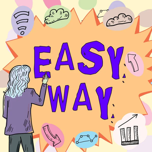 Handschrift Zeichen Easy Way Konzeptionelle Foto Macht Schwierige Entscheidung Zwischen — Stockfoto