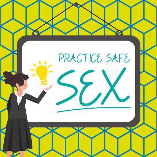 说明安全的性行为 商业交流 避免性接触疾病的措施 — 图库照片
