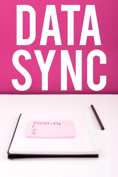 Tekst Weergeven Data Sync Business Overzicht Gegevens Die Continu Worden — Stockfoto