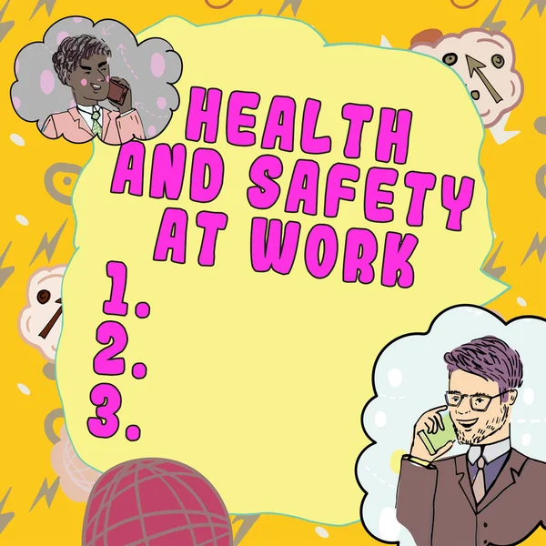 Text caption presenting Health And Safety At Work, Conceptual photo Secure procedures prevent accidents avoid danger