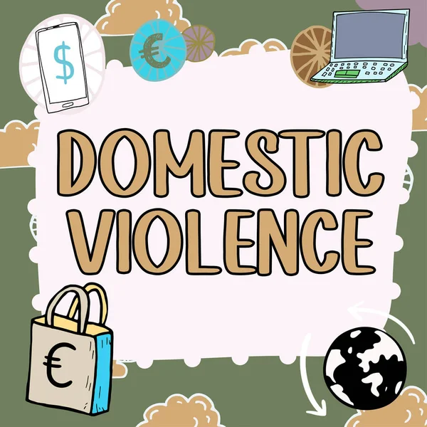 由一个家庭或家庭成员指挥的家庭暴力 互联网概念 暴力或虐待行为 — 图库照片