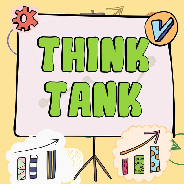 Sign Display Think Tank Επιχειρηματική Ιδέα Σκέψη Καινοτόμων Πολύτιμων Λύσεων — Φωτογραφία Αρχείου
