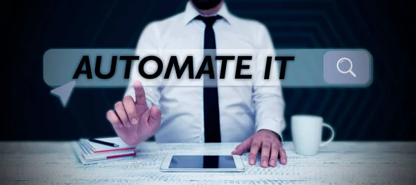 Szöveg Megjelenítése Automate Üzleti Áttekintés Konvertálni Folyamat Vagy Létesítmény Üzemeltetésére — Stock Fotó