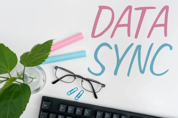 Handschrift Tekst Data Sync Business Concept Data Die Continu Wordt — Stockfoto