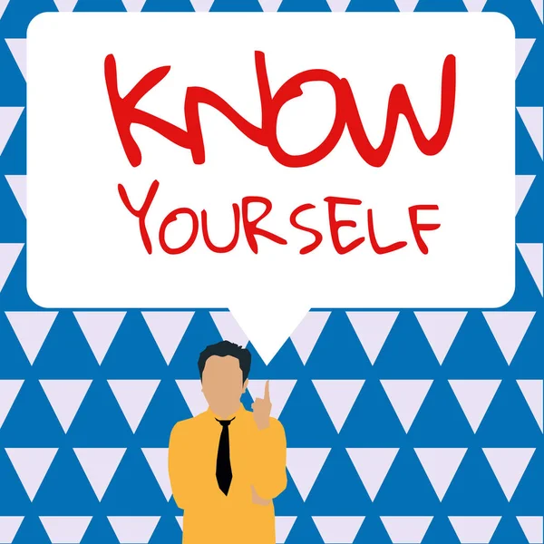 Text Bildtext Presenterar Know Yourself Business Showcase Hitta Dig Förståelse — Stockfoto