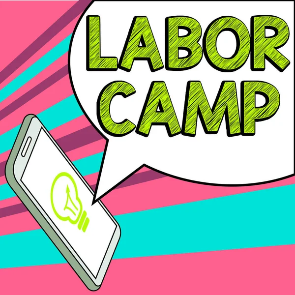 Tekst Bijschrift Presenteren Labor Camp Business Idee Een Strafkolonie Waar — Stockfoto