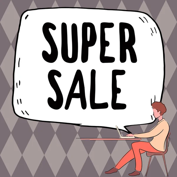 Tampilan Konseptual Super Sale Konsep Bisnis Menawarkan Diskon Luar Biasa — Stok Foto