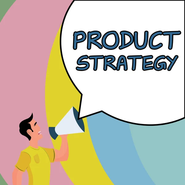 概念标题产品战略 商业方法成功产品生产的长期计划制定 — 图库照片