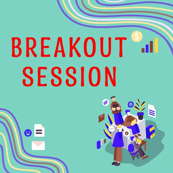Text Ukazující Inspiraci Breakout Session Business Overview Workshop Diskuze Nebo — Stock fotografie