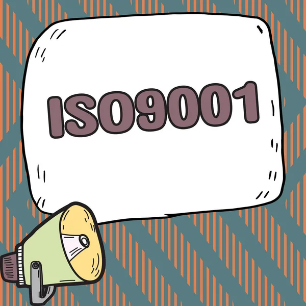 Iso9001 표시하는 텍스트 요구를 보장하기 뒤따르는 표준을 콘셉트 — 스톡 사진